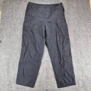 Tactical Ripstop Cargo Pants Mens Large (37x31) Black Utility Adjustable Waist